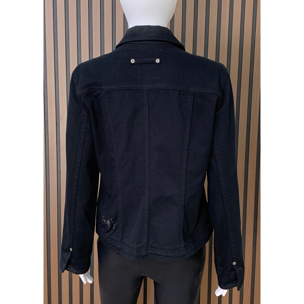 Brighton Women's Black Denim Jacket Rhinestone Flower Buttons Heart Embroidery - Picture 3 of 10